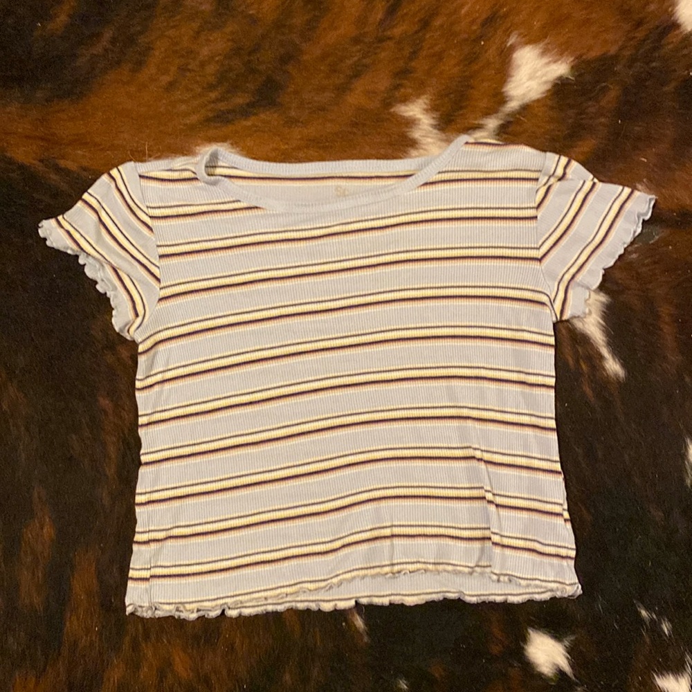Baby blue striped crop top